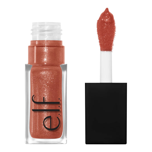 e.l.f. Glow Reviver Lip Oil, Nourishing and Hydrating with High-Shine Glimmer Finish & Sheer Wash Of Color, Minty Scent, Non-Sticky, Vegan