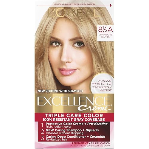 L'Oreal Paris Excellence Créme Permanent Hair Color, Champagne Blonde [8.5A] 1 ea ( Packs of 3)