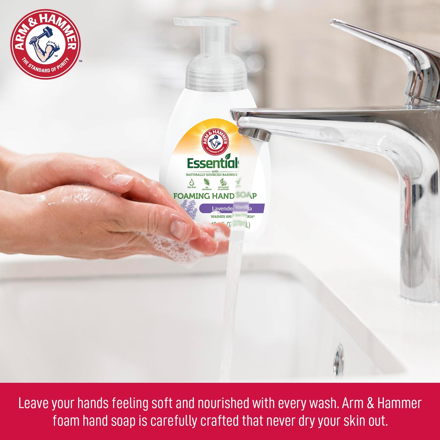 Arm & Hammer Foaming Hand Soap for Skin Cleaning - Cleanser with Fresh Lemon Scent - Hand Soap Pump with Aloe Vera & Different Ingredients 12.5 Fl Oz
