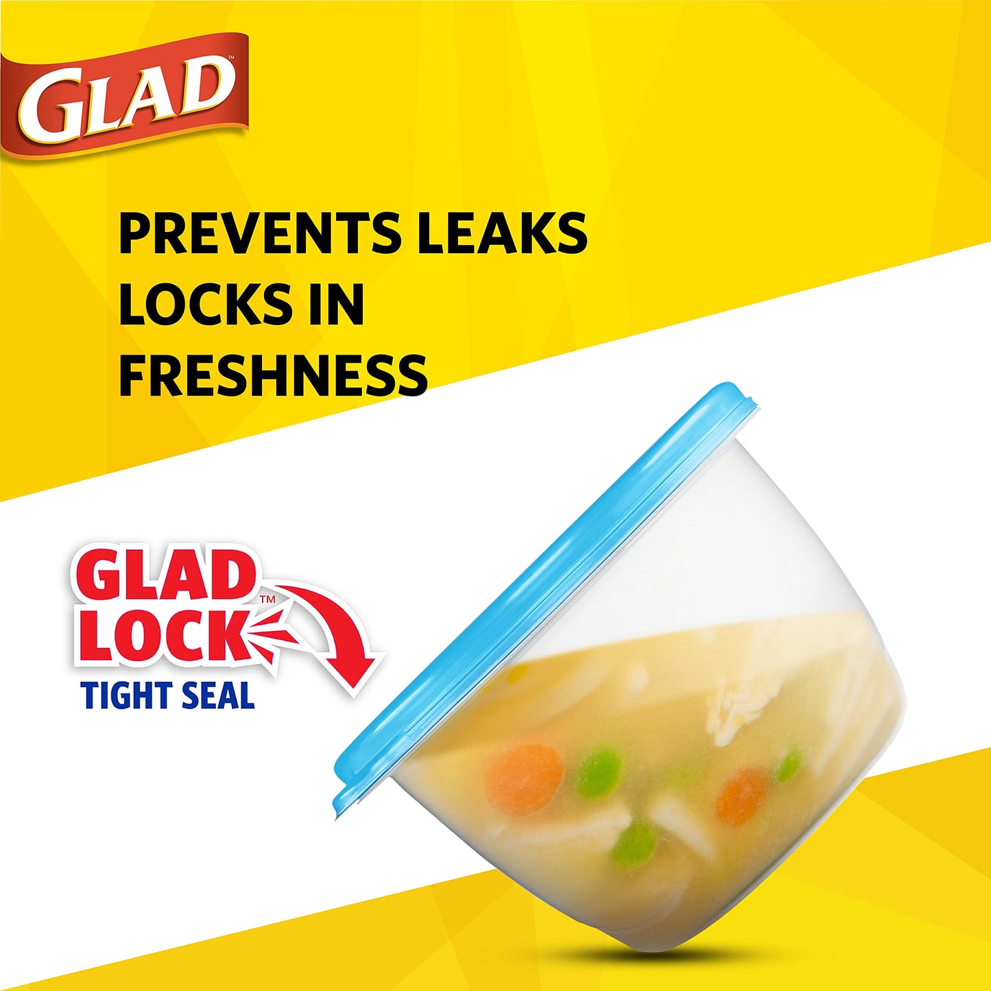 Glad GladWare Design Series Food Storage Containers - Medium Rectangle - Meal Container Holds up to 24 Ounces of Food - Lock Tight Seal, 4 Count