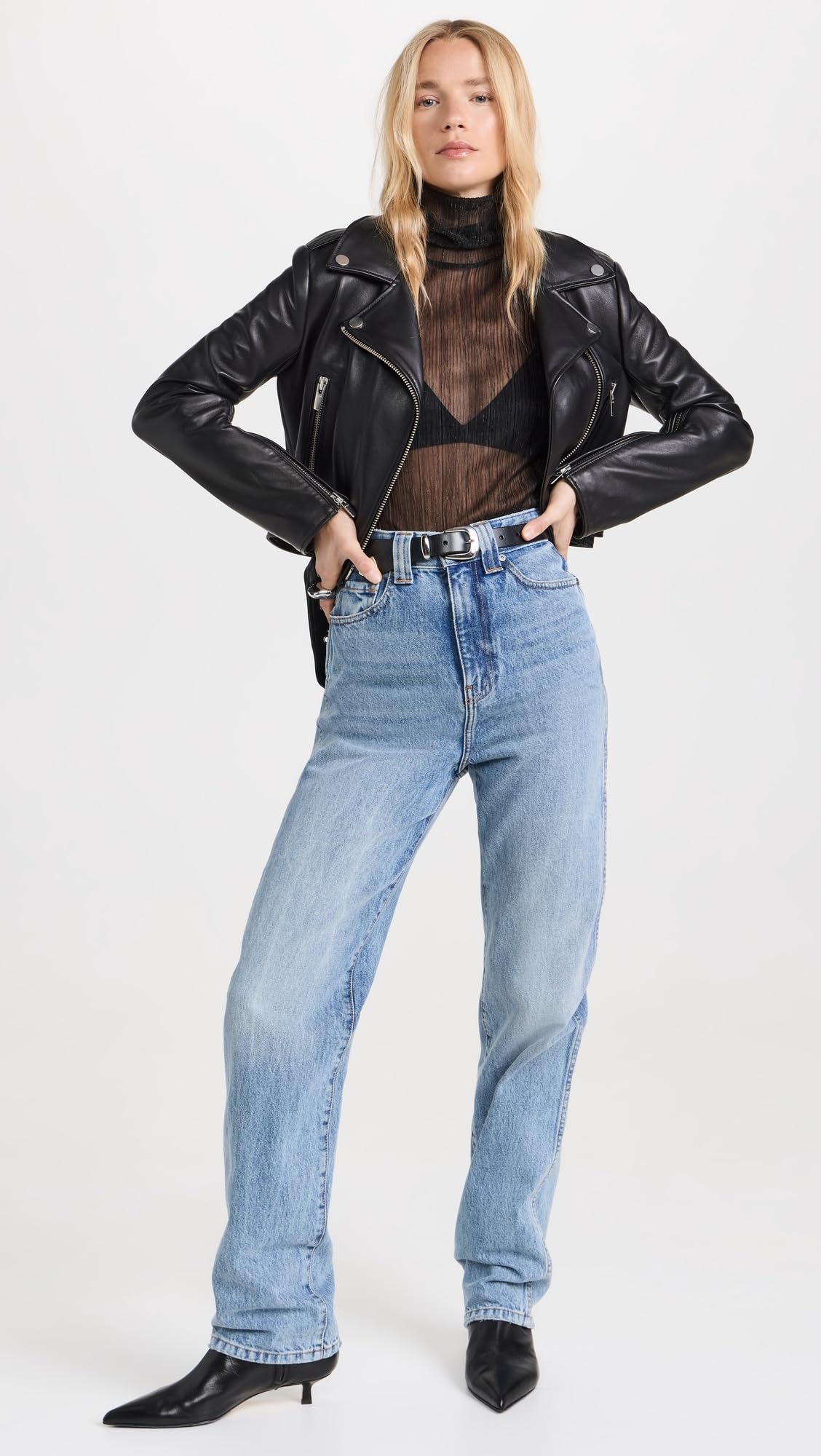 Madewell Women's Skinny Leather Western Belt, True Black, Large