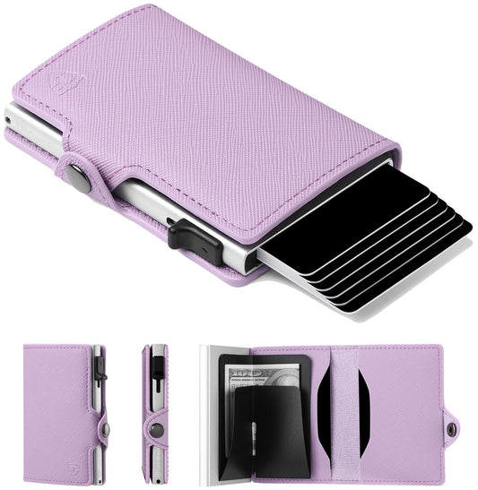 conceal plus small rfid wallet women, slim compact travel blocking credit card holder womens smart pop up minimalist case, capacity 6-10 cards cash &…