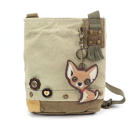 Chala Patch Cross-Body Women Handbag, Canvas Messenger Bag - Chihuahua - Sand