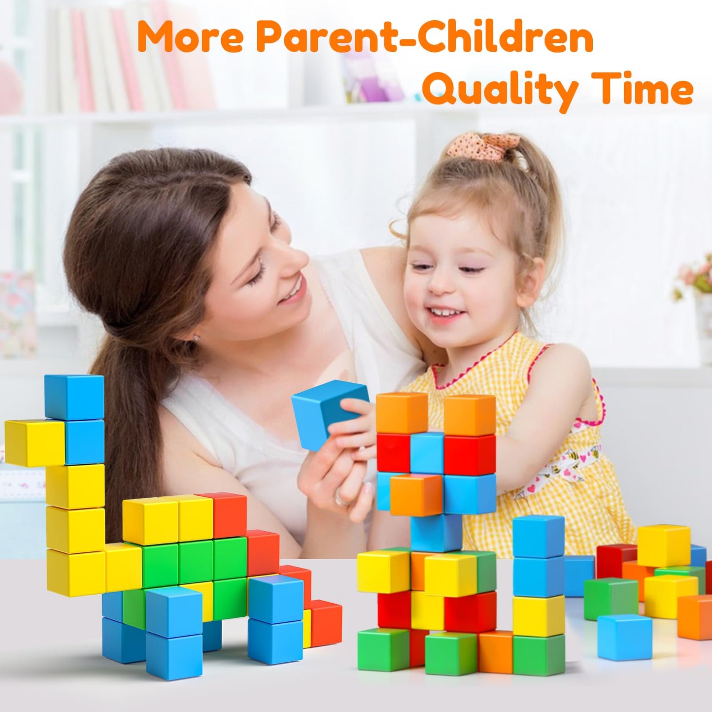 Feoxialy 32pcs Large Magnetic Blocks 1.42in – Colorful Building Cubes for Toddlers & Kids Ages 3-8, Educational STEM Learning Toys