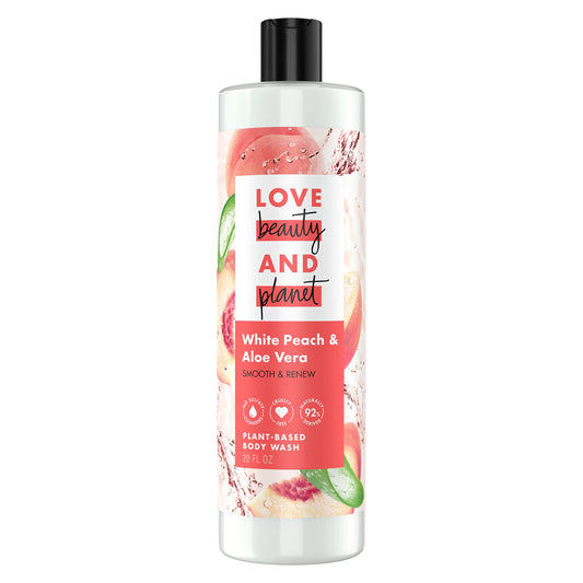 Love Beauty and Planet Plant-Based Body Wash Smooth & Renew White Peach & Aloe Vera No Sulfate Cleansers, Cruelty Free, 92% Naturally Derived 20 oz Beauty & Personal Care Love Beauty And Planet