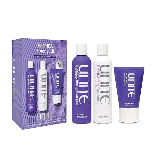 UNITE Hair - BLONDA Purple Shampoo, Conditioner & Toning Treatment Set for Blonde, Platinum, Silver & Highlighted Hair - Eliminates Brassy & Yellow