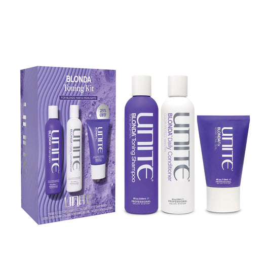 UNITE Hair - BLONDA Purple Shampoo, Conditioner & Toning Treatment Set for Blonde, Platinum, Silver & Highlighted Hair - Eliminates Brassy & Yellow