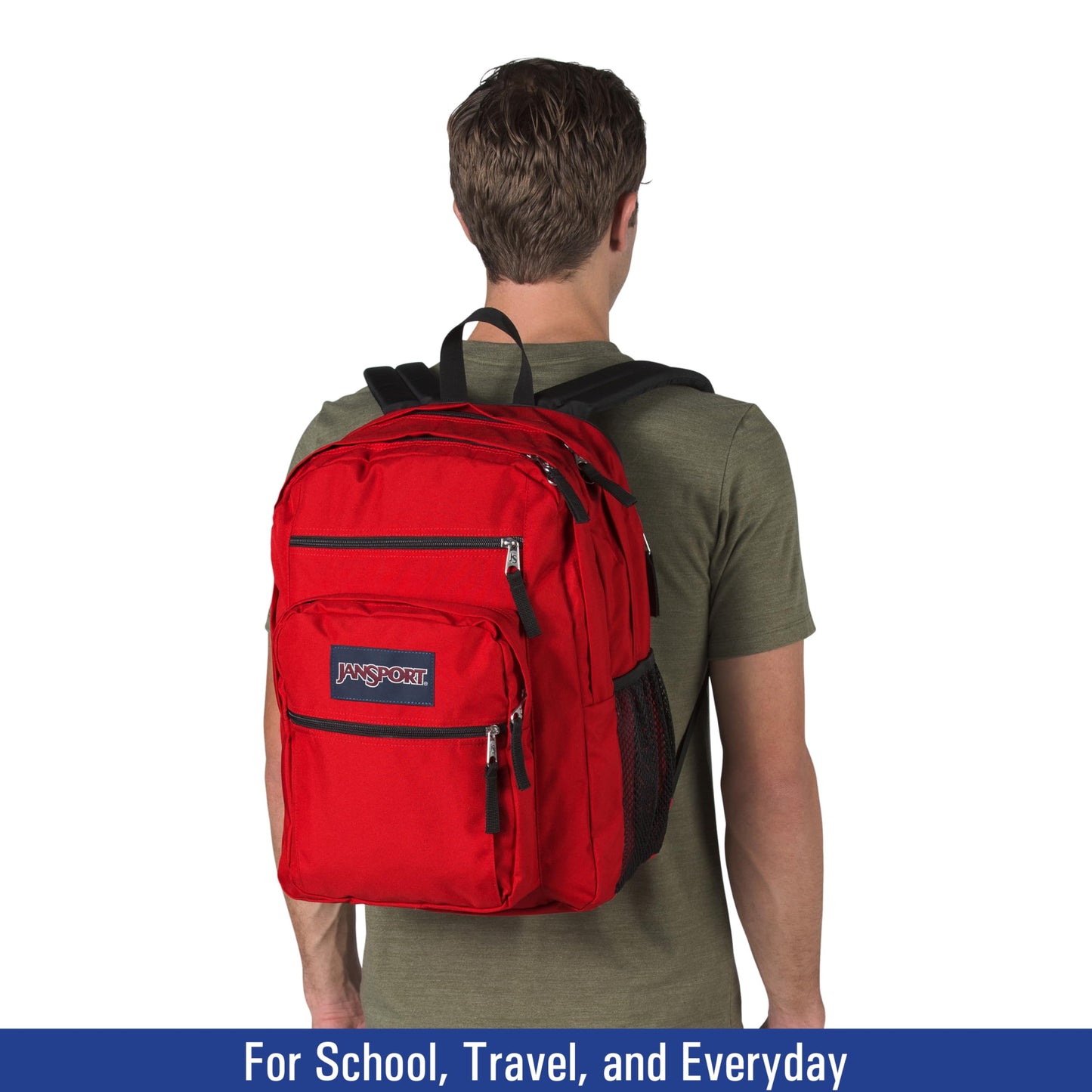 JanSport NCAA Officially Licensed Backpack, Ohio State Buckeyes, Big Student with Padded 15-Inch Laptop Sleeve, 2 Compartment Computer Bag with Bottle Pocket & Haul Handle, Book Rucksack, Red Tape