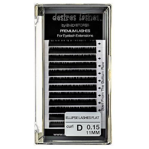 Ellipse Lashes 0.15mm Flat Thickness D Curl Length 11mm Eyelashes Extensions Single Size For Lash Extension(Ellipse,Flat0.15,D,11mm)