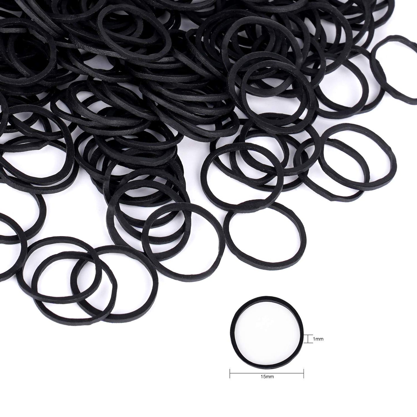 HOYOLS 1/2 Inch Small Black Rubber Bands for Hair Ties Elastics Mini Toddler Braids Ponytail Holders for Baby Girls Infants Kids Thick Hair No Damage