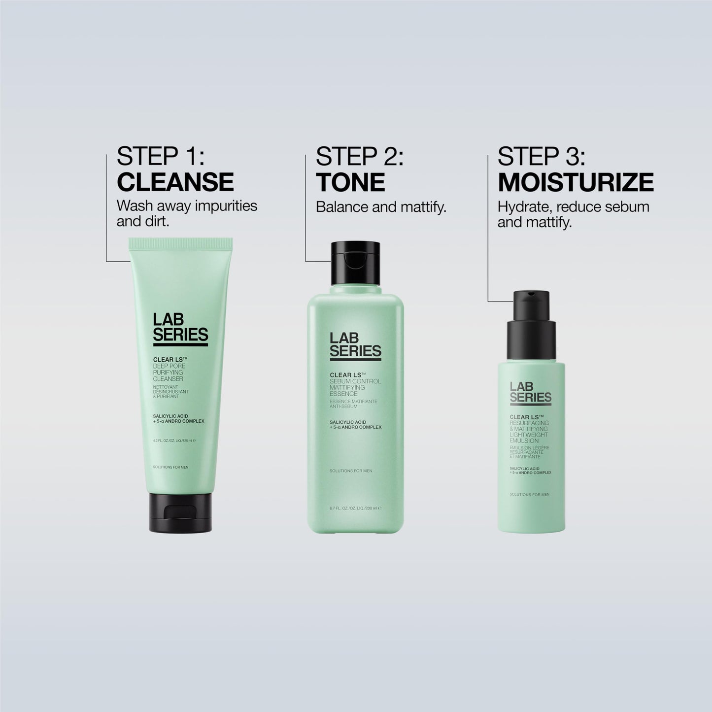Lab Series Men's Clear LS Mattifying Lightweight Moisturizer with Salicylic Acid - Face Emulsion Suitable for Acne Prone Skin - Skin Care for Men