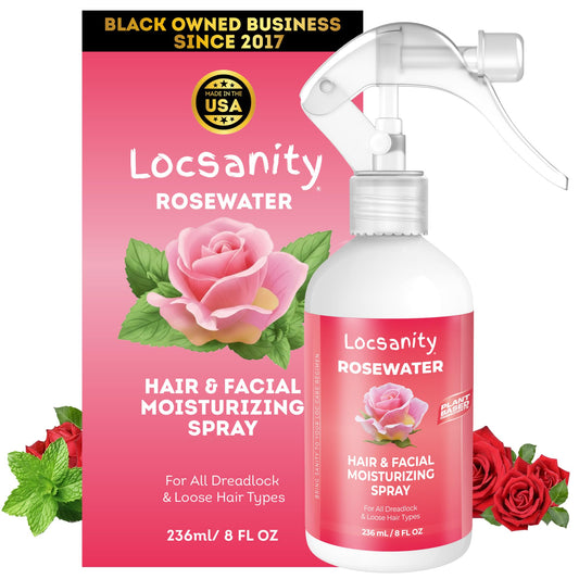 Locsanity Pure Rosewater Hair and Facial Spray - Regular Size Hydrating Face Mist to Soothe, Refresh, and Rejuvenate Skin, Reduce Oil and Buildup
