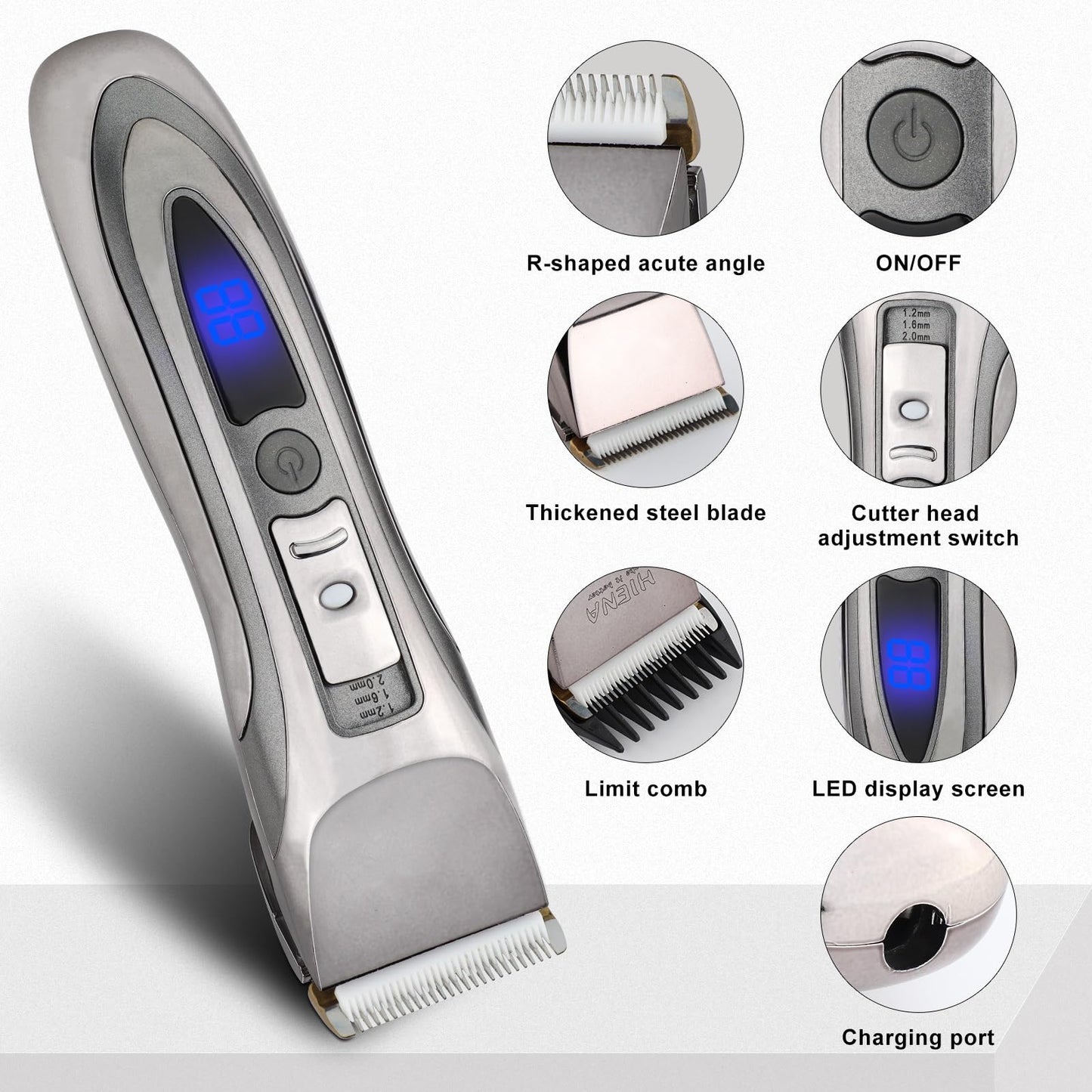 GLESVOWIO Hair Clipper Pro Men's Electric Rechargeable Professional Beard Trimmer Adjustable Cutting Machine Beauty and Personal Care GLESVOWIO