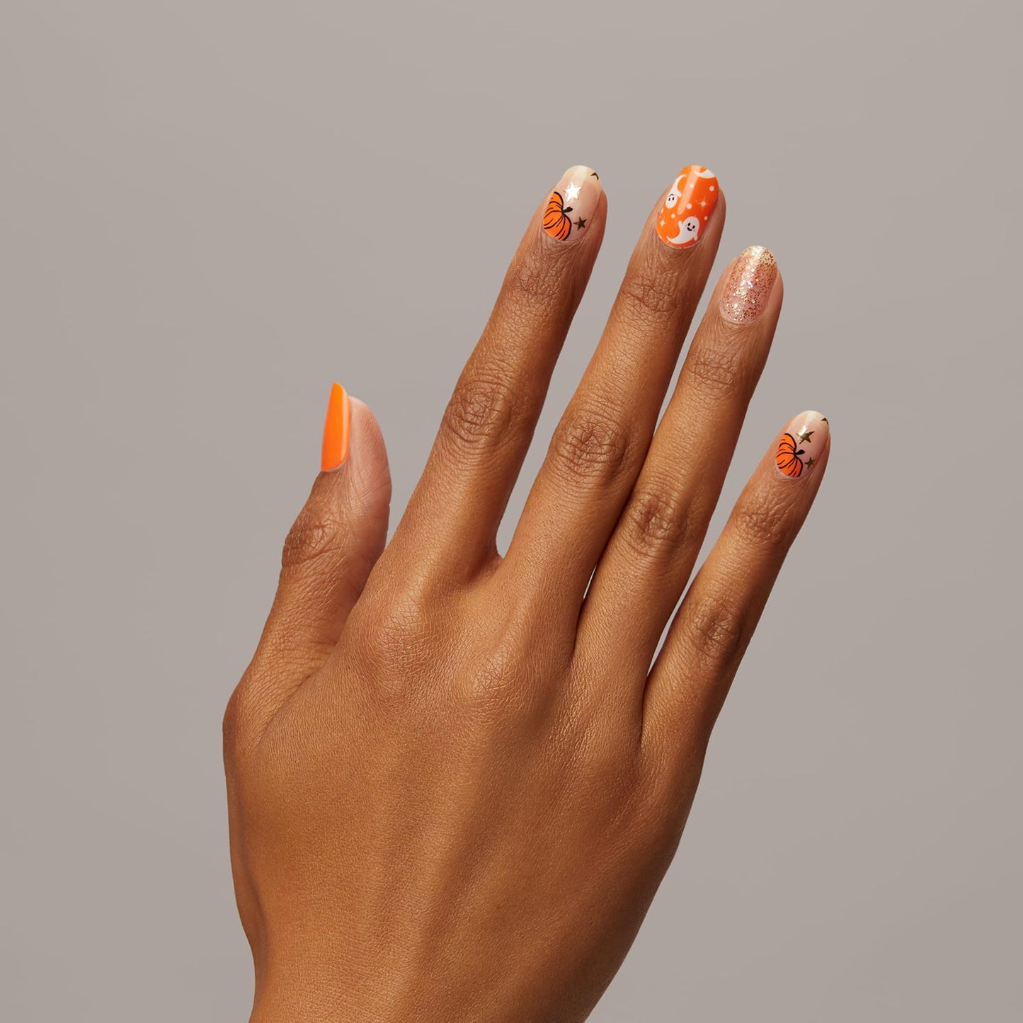 Dashing Diva Gloss Nail Strips - Pumpkin Charm | UV Free Gel Nail Wraps - Chip Resistant, Long Lasting | Includes 32 Wraps, 1 Prep Pad, 1 File Beauty & Personal Care Dashing Diva