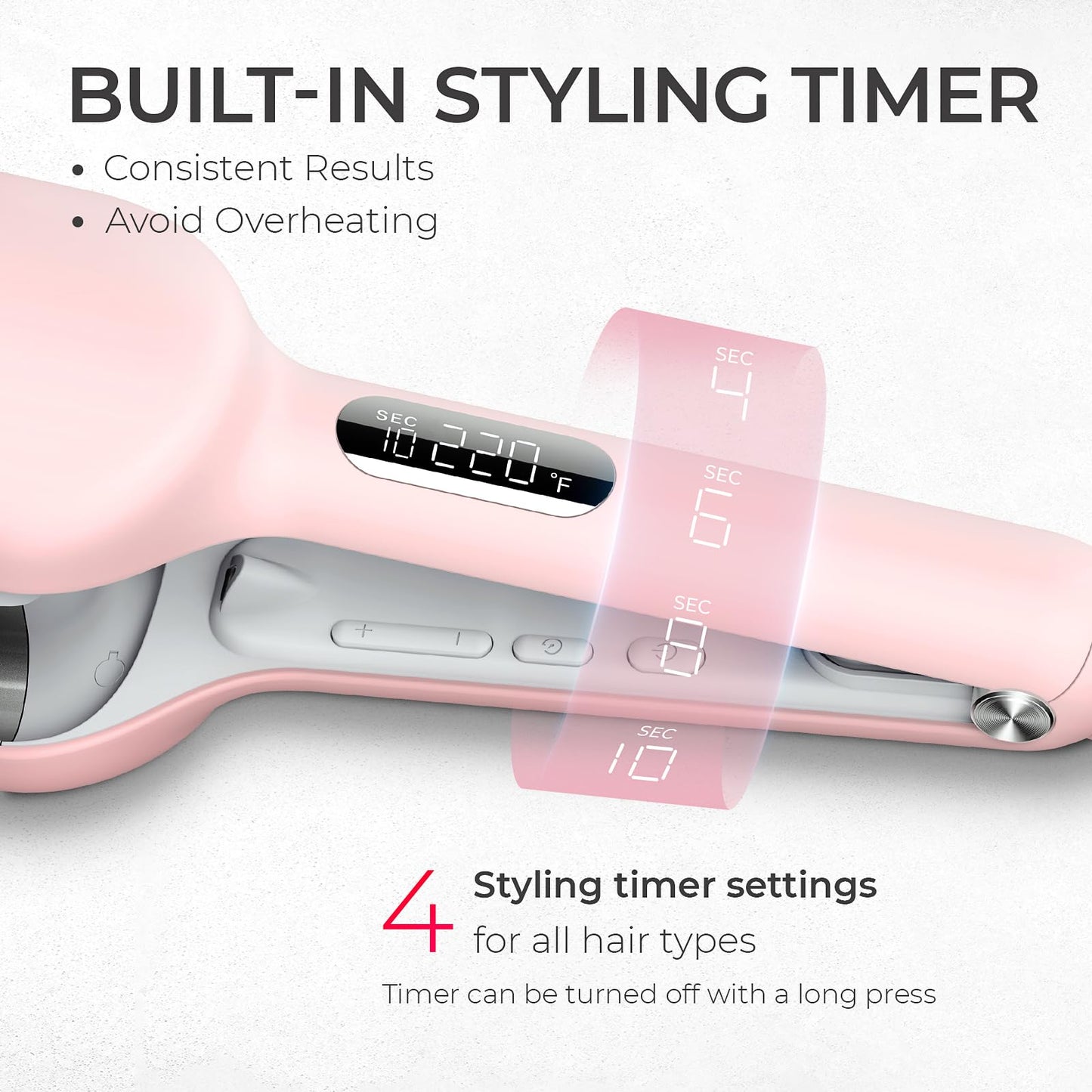 TYMO ROVY Hair Crimper & Curling Iron – 1.25" Ceramic 3 Barrel Deep Waver for Beach Waves, Ionic Curling Wand with Dual Voltage, Anti-Scald, Pink