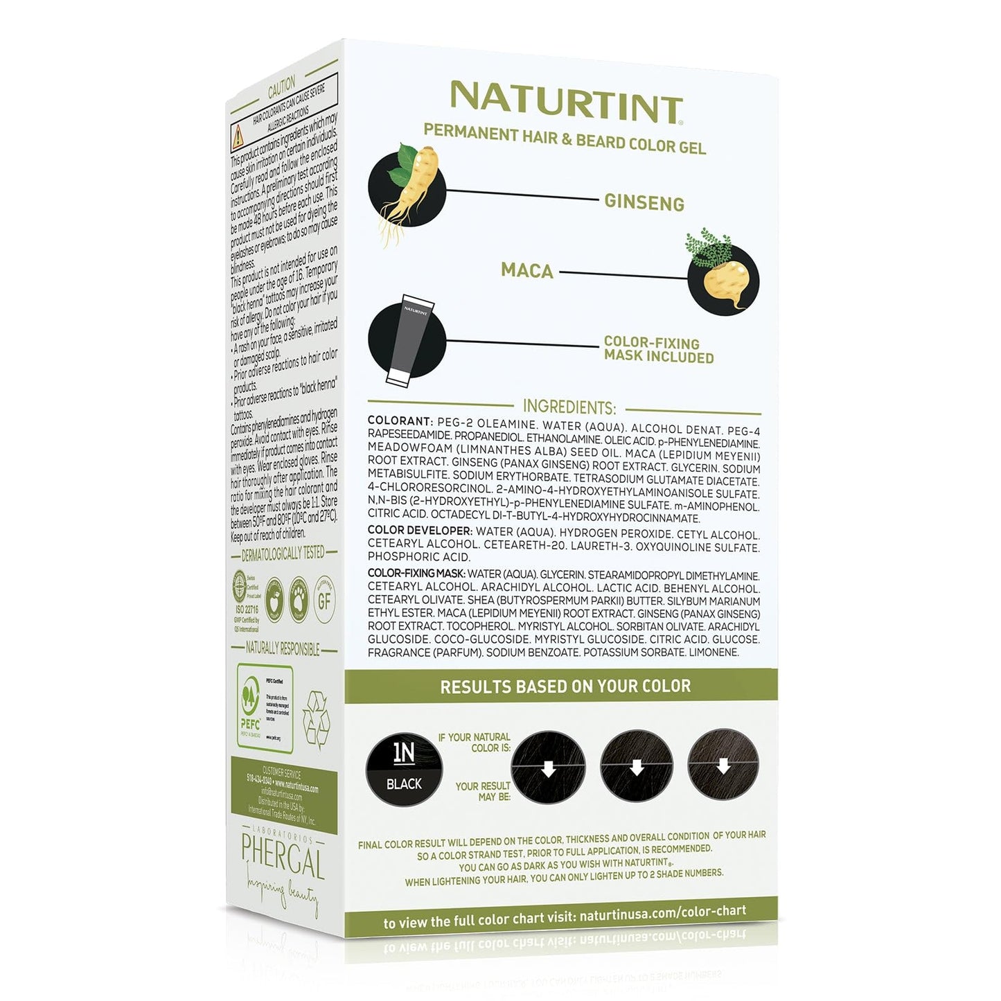 Naturtint Mens Permanent Hair Color for Hair Beard and Mustache (1N Black)