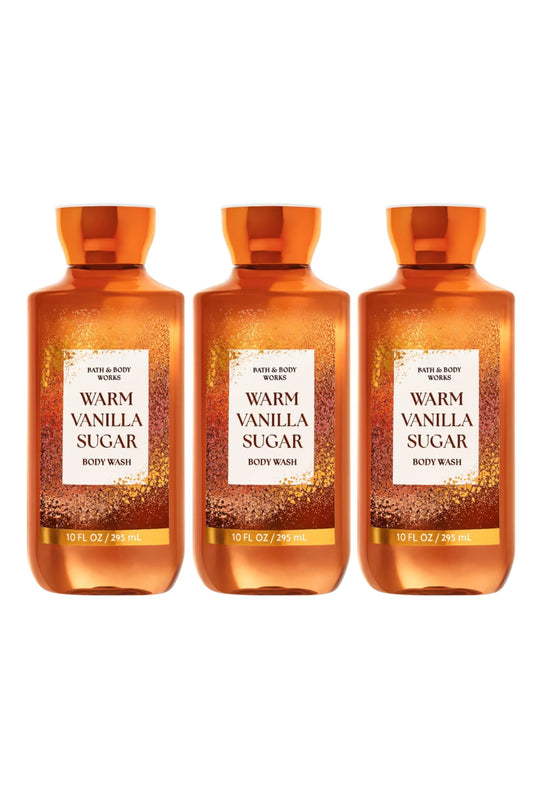 Bath & Body Works Warm Vanilla Sugar Body Wash - 3 Pack - 10 fl oz Each - Shea & Vitamin E - Vanilla, White Orchid & Sandalwood Scent