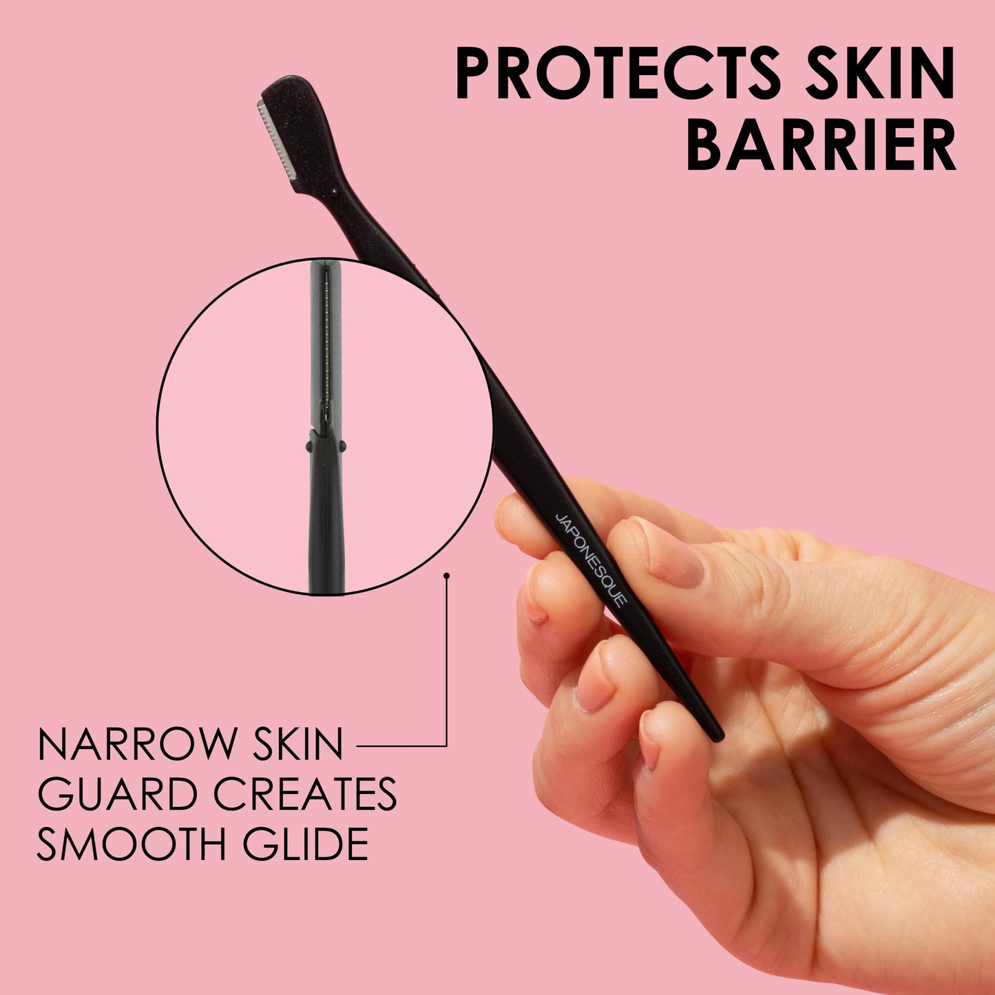 Japonesque Brow Touch Up Razors with Ultra-Sharp Stainless Steel Blades, for Removal of Unwanted Facial Hair and Peach Fuzz, Protective Blade Cover