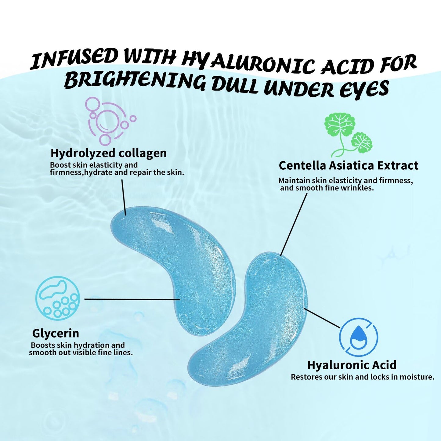 Maskiss Under Eye Patches (25 Pairs), Hyaluronic Acid Eye Masks for Dark Circles Puffy Eyes Undereye Bags, Collagen Eye Patches for Wrinkles