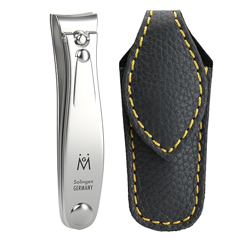 GERMANIKURE Professional Large Nail Clipper (8 cm) - FINOX Surgical Stainless Steel Manicure and Pedicure Tools in Leather Case- Ethically Made