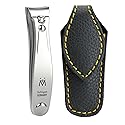 GERMANIKURE Professional Large Nail Clipper (8 cm) - FINOX Surgical Stainless Steel Manicure and Pedicure Tools in Leather Case- Ethically Made