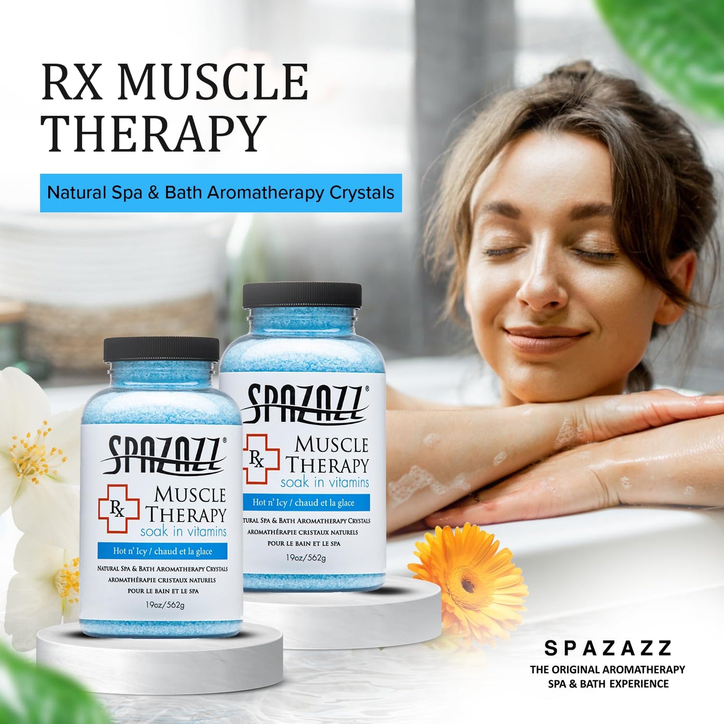 Spazazz Armotherapy Hot Tub Rx Muscle Therapy Natural Spa & Bath Salt Crystals 19oz- Hot 'N ICY - with Magnesium & Arnica - Safe for All Spa and Hot Beauty and Personal Care Spazazz