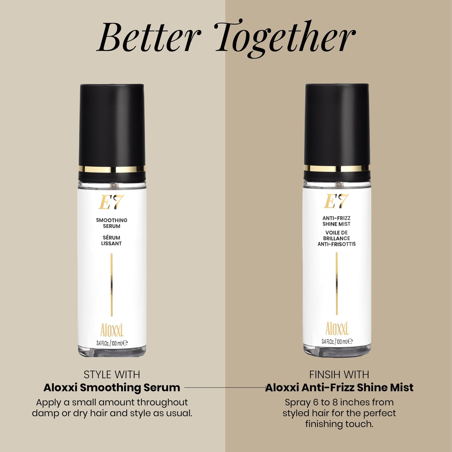 ALOXXI E7 Smoothing Serum, Lightweight Hair Serum with 7 Essential Oils, Smoothes, Strengthens & Adds Shine, for All Hair Types, 3.4 Fl Oz