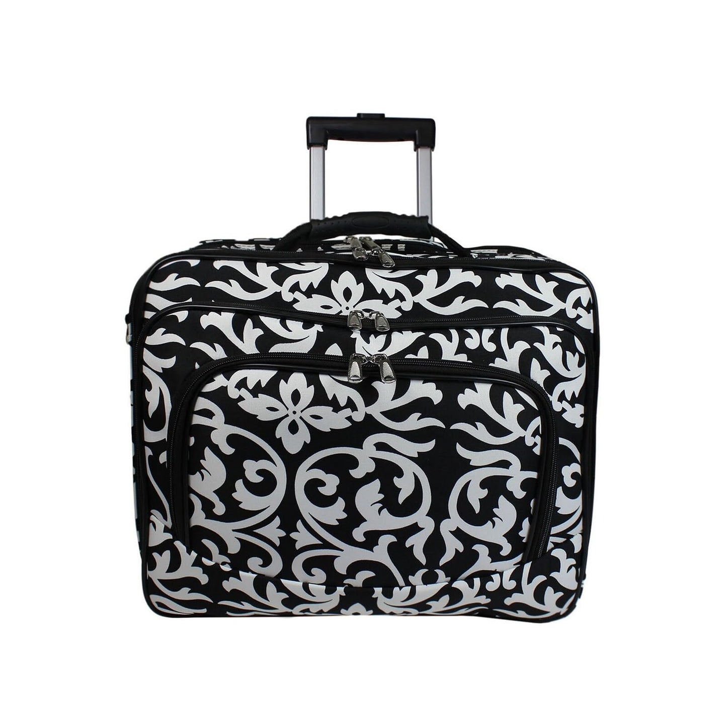 Ladies Damask Rolling Computer Laptop Bag Brief Case -- FITS A 13", 14", 15", 16" OR 17" LAPTOP (MEASURED CORNER TO CORNER DIAGONALLY)