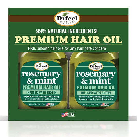 Difeel Rosemary and Mint Premium Hair Oil with Biotin 7.1 Ounce. - Deluxe 2-PC Gift Set