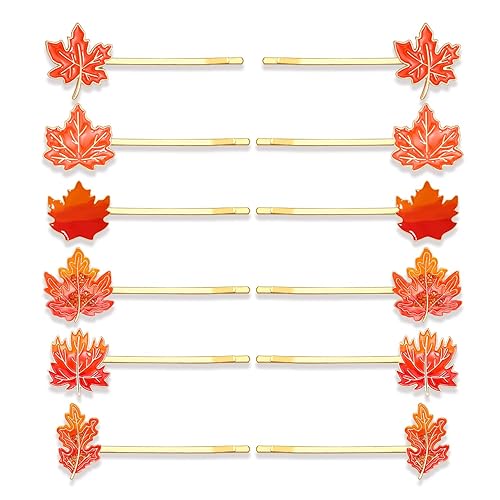 YAHPERN 12PCS Fall Hair Clips for Women Thanksgiving Hairpins Harvest Turkey Maple Leaf Pumpkin Hair Clips Autumn Bobby Pins Costume Party Hair