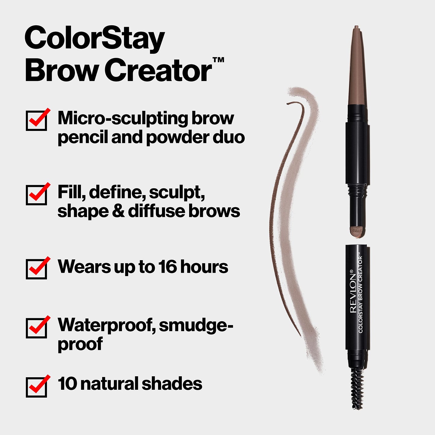Revlon ColorStay Brow Creator, 2-in-1 Precise Eyebrow Pencil & Powder with Spoolie Brush, Waterproof & Long Lasting, 620 Auburn, 0.003 oz