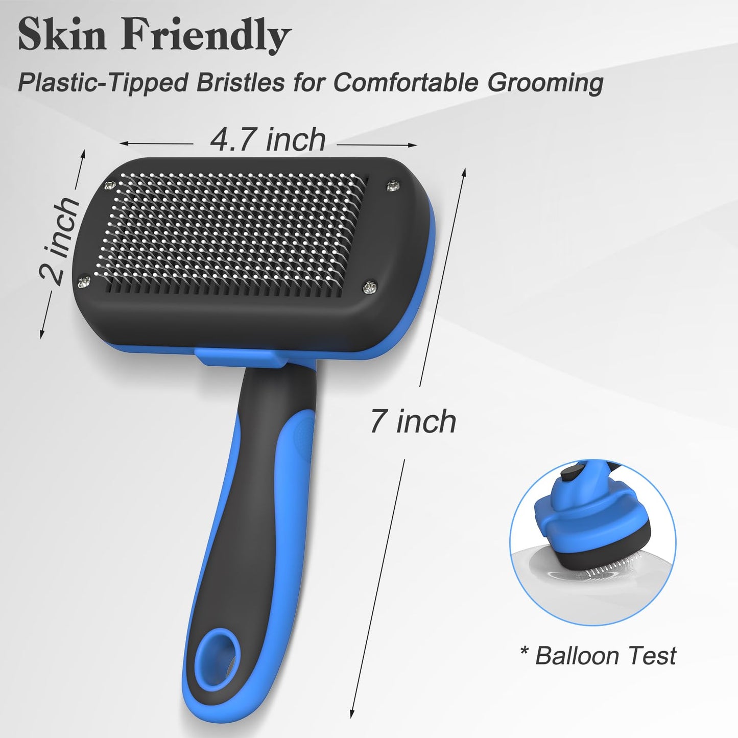 Swihauk Self-Cleaning Slicker Brush – Deshedding Grooming Tool for Dogs & Cats, Skin-Friendly, Blue, Pet Supplies Included