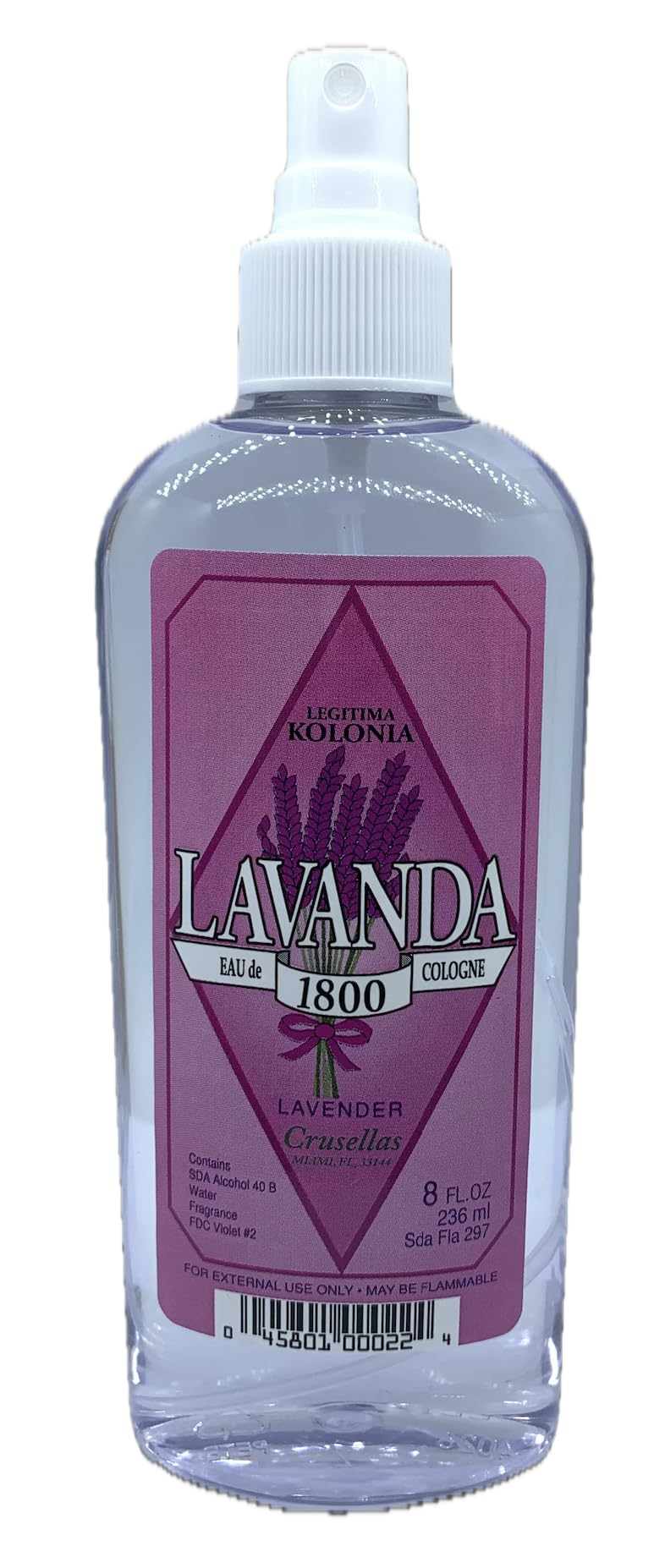 Crusellas Legitima Kolonia 1800 Lavender (Lavanda) Pump Spray Cologne 8 Fl. Oz.
