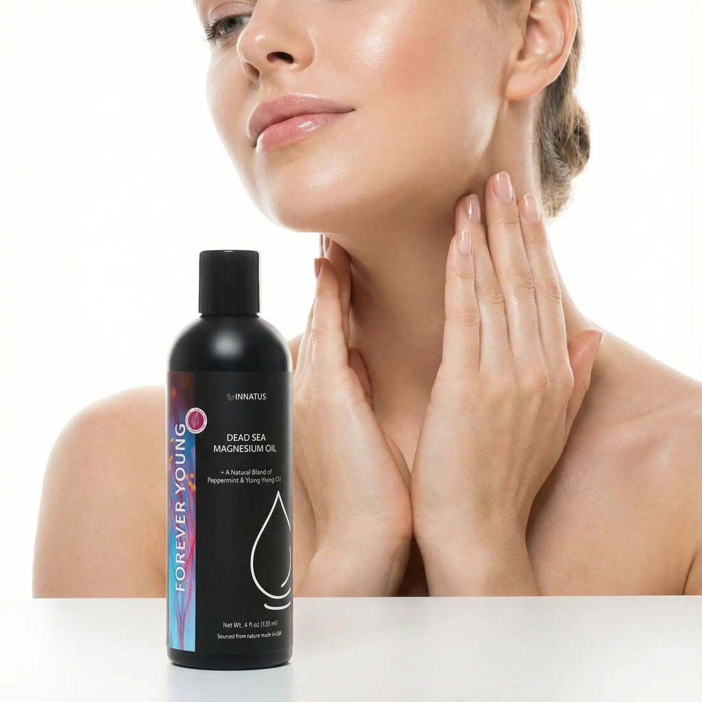 Natural Dead Sea Magnesium Oil - 4oz Topical Oil for Muscle Relief & Skin Hydration - Infused with Natural Oils (Peppermint)