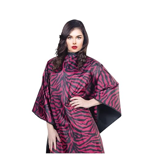 Cricket Flip Reversible Zebra All Purpose Barber Cape for Salon Professionals, Adjustable Metal Snap Neck Closure, Water Resistant & Bleach Proof