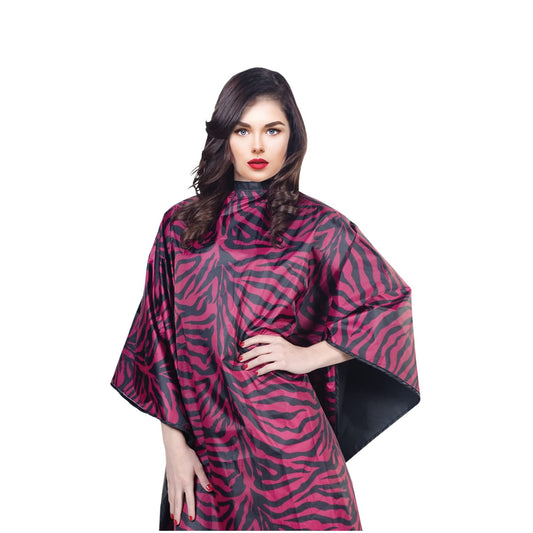 Cricket Flip Reversible Zebra All Purpose Barber Cape for Salon Professionals, Adjustable Metal Snap Neck Closure, Water Resistant & Bleach Proof
