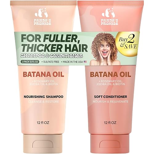 Panda's Promise Batana Oil Shampoo and Conditioner Set - Sulfate-Free Haircare with Batana Oil Nourishing Duo for Smooth, Soft and Manageable Hair