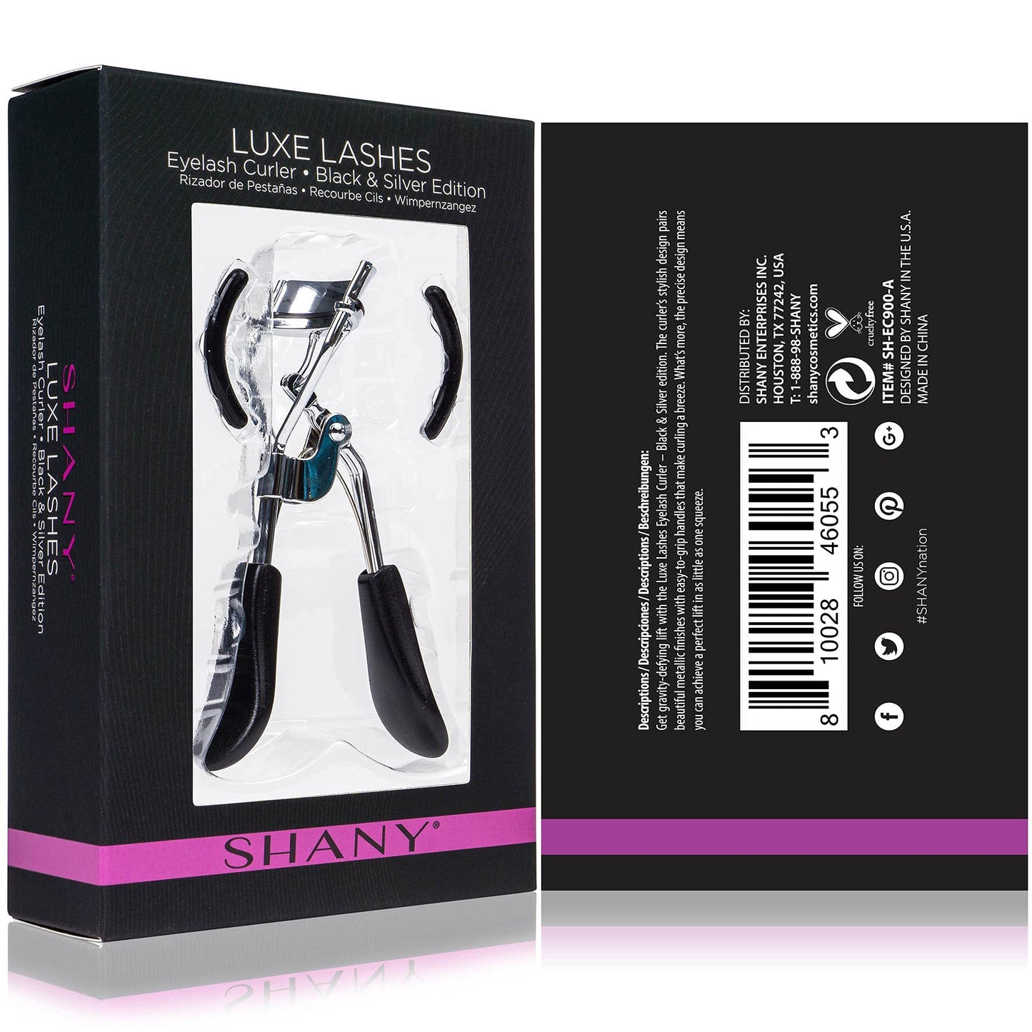 SHANY Luxe Lashes Eyelash Curler - Professional Makeup Tool with Two Silicone Replacement Pads, Gentle Curl, Crease-Free, No Pinching Or Pulling