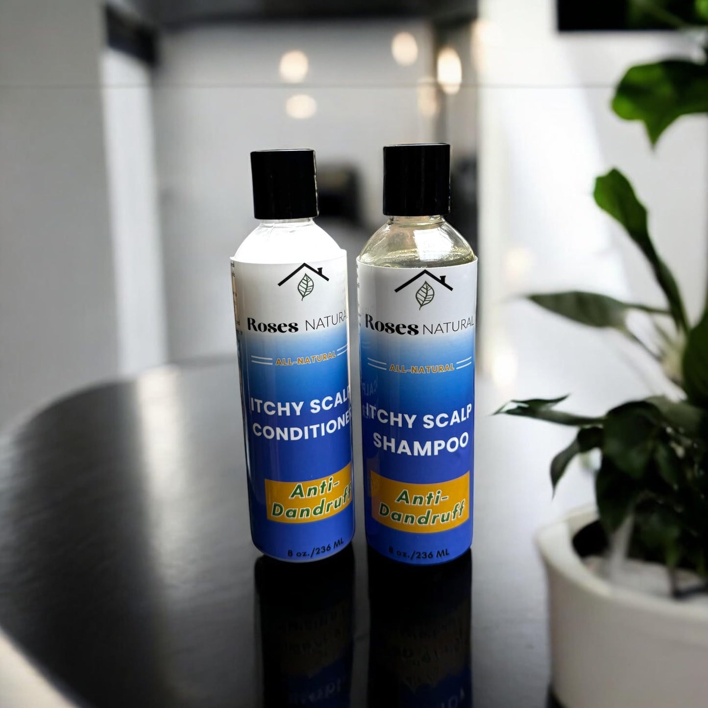 Itchy Scalp Shampoo & Conditioner Set, 8 oz Each, African Black Soap Shampoo, Dandruff shampoo & Conditioner, All-Natural Treatment, Dry & Itchy Scalp