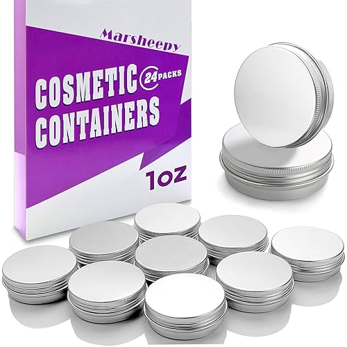 30 ml?1 oz?24 Pack Silver Aluminum Round Lip Balm Tin Storage Jar Containers with Screw Cap for Lip Balm, Cosmetic, Candles
