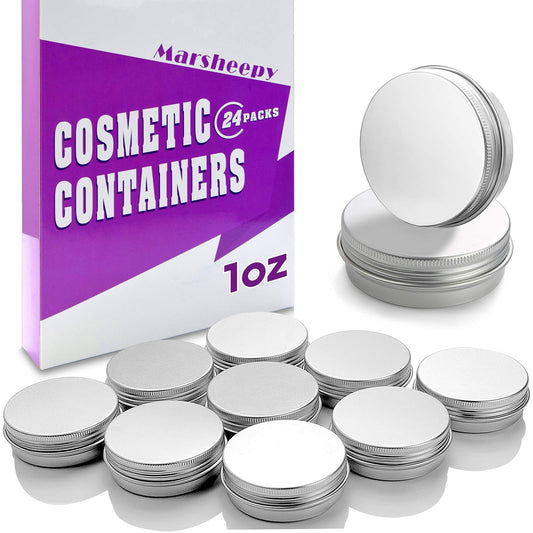 30 ml?1 oz?24 Pack Silver Aluminum Round Lip Balm Tin Storage Jar Containers with Screw Cap for Lip Balm, Cosmetic, Candles