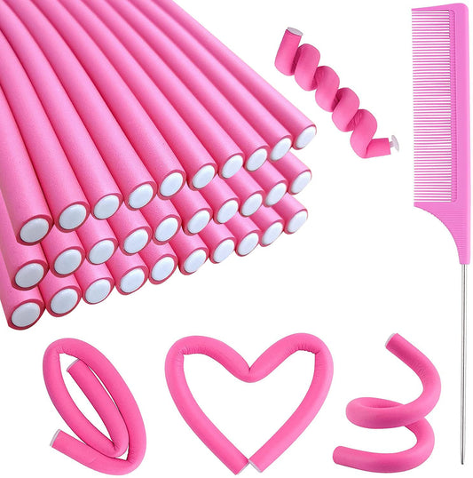 30PCS 9.45" Flexi Rods Curlers Set for Short and Long Hair, No Heat Foam Rollers with Steel Comb Buytta Beauty & Personal Care Buytta