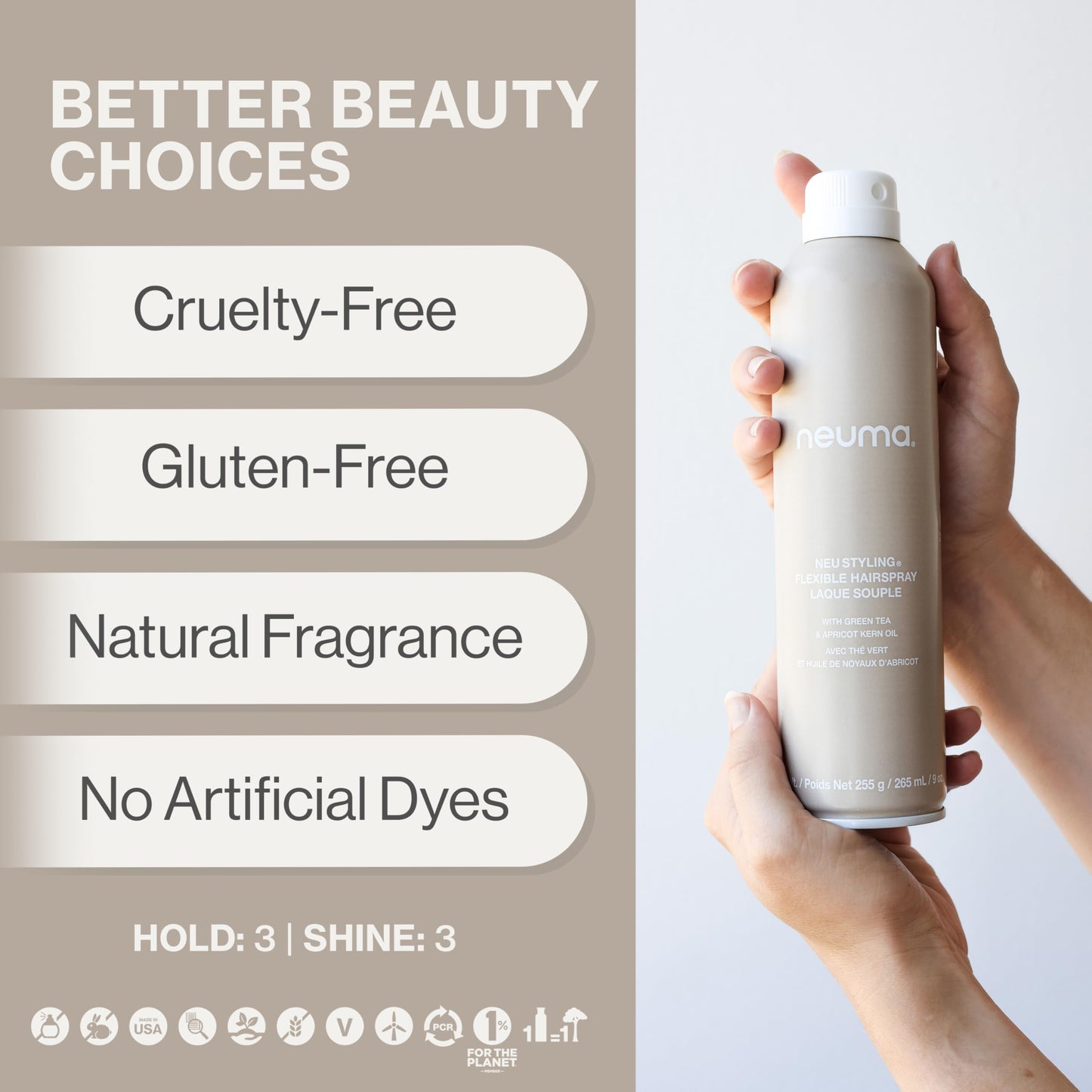 Neuma Neu Styling Flexible Hair Spray 9 Fl. Oz. Hairspray for Women with Lavender, Mandarin & Vanilla Scent, Flexible Hold Styling Hairspray