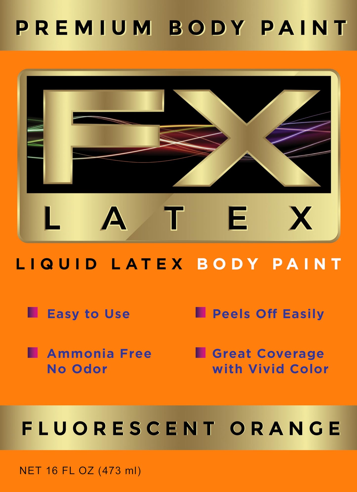 Liquid Latex - Face and Body Paint, Ammonia Free, Easy On and Off, Cosplay Makeup, Create Professional Monster, Zombie Arts 16 Oz (Fluorescent Orange)