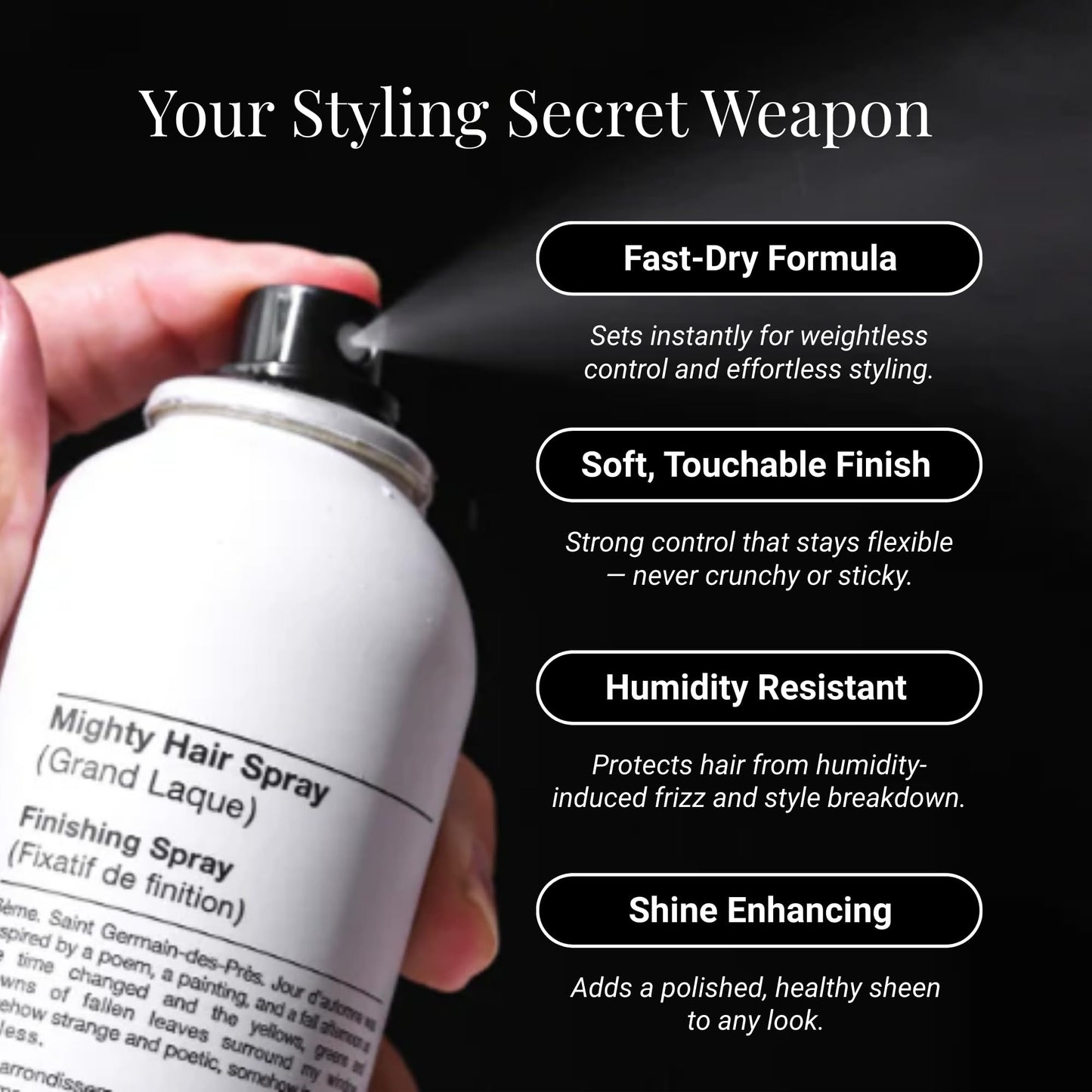 Number 4 Mighty Hair Spray. Hair Spray for Women and Men. Flexible & Weightless Formula. Non-Flaking, Brushable, 9 oz