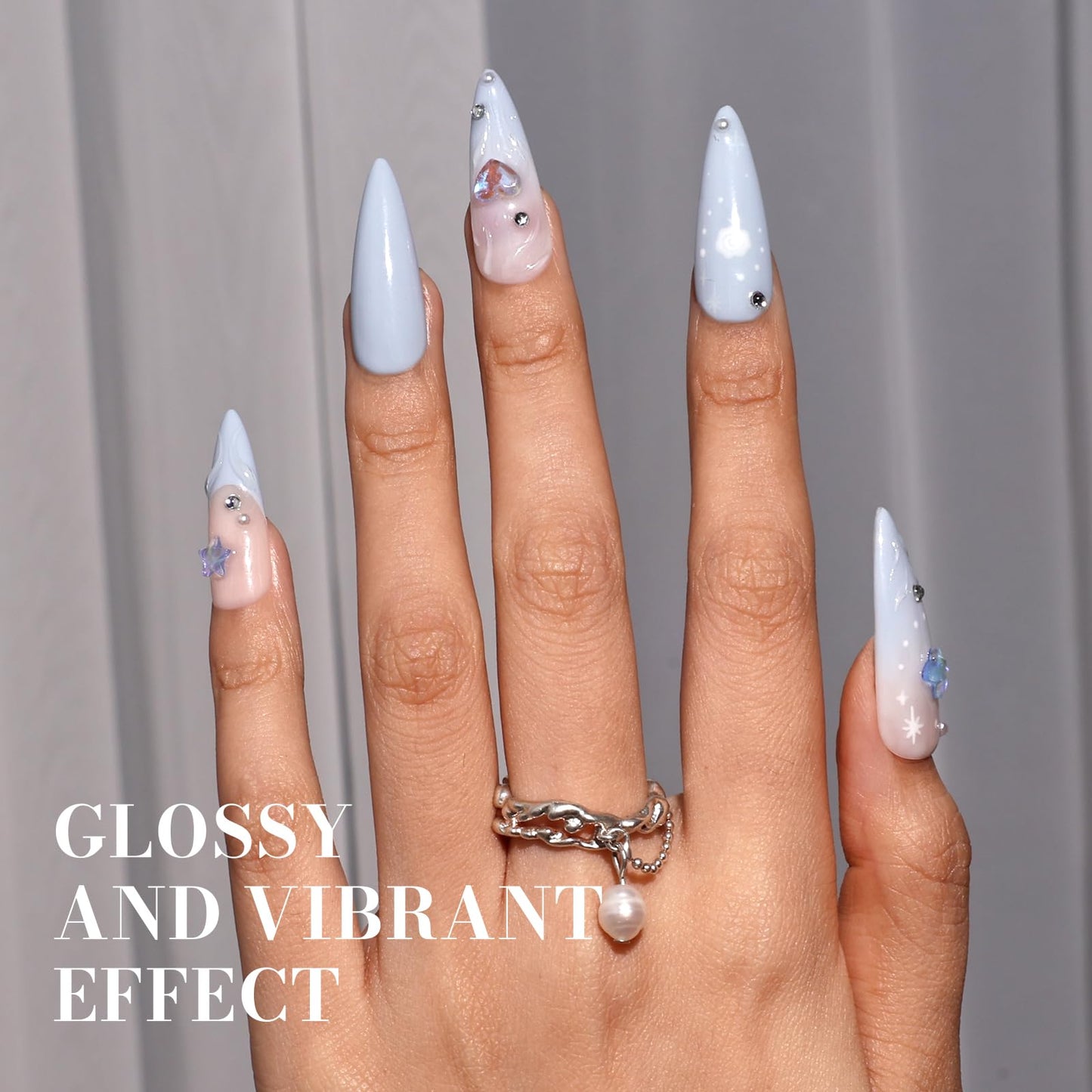 MelodySusie 0.5fl oz Gel Nail Polish,Gray Blue Color Nails Soak Off UV LED Blue Gel Polish Gift for Women Nail Art Manicure Salon DIY Nail Design Beauty and Personal Care MelodySusie