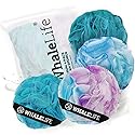 Loofah Sponge Bath Sponge for Women Men 4 Pack (Blue Conbine)