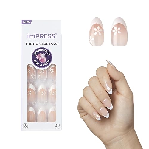 KISS imPRESS No Glue Mani Press On Nails, French, 'Fearless', Light Neutral + White Tip French, Medium, Almond Shape, Includes 30 Nails, Prep Pad Beauty & Personal Care imPRESS