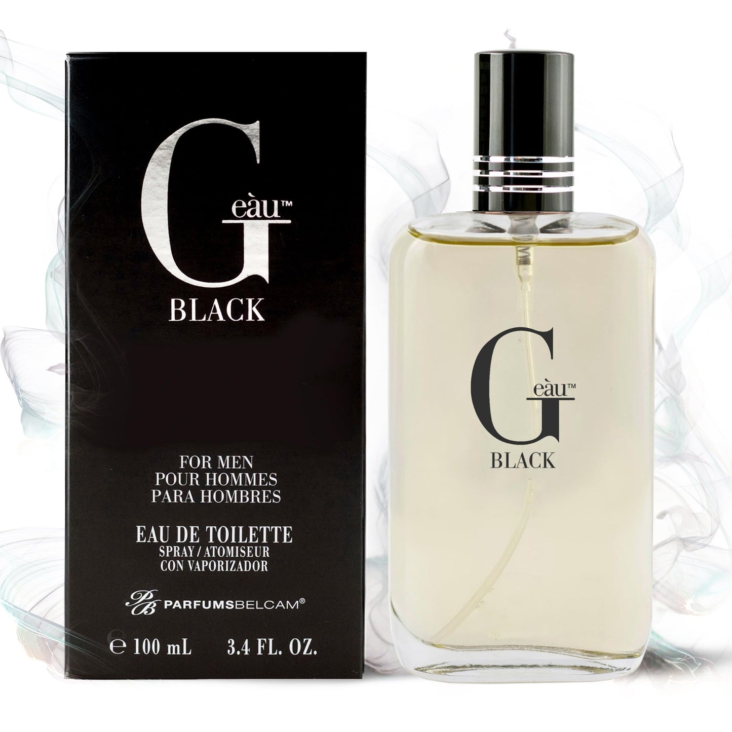 PB ParfumsBelcam G eàu Black Eau De Toilette Spray for Men – 100 mL Affordable, Long-Lasting Fresh Aquatic Fragrance & Spicy Aquatic Scent