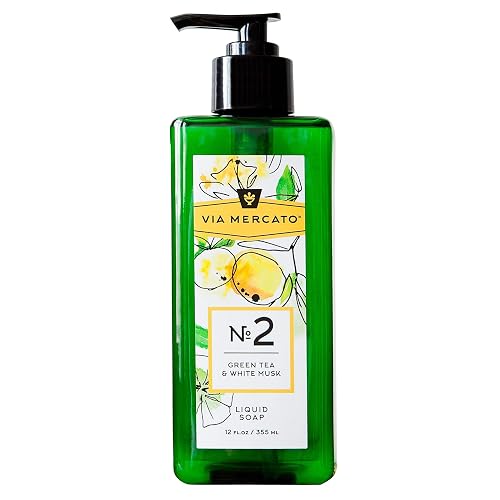 Via Mercato Liquid Soap, Shea Butter Enriched (12 oz), No. 2 - Green Tea & White Musk